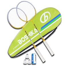 BOSHIKA 羽毛球拍 2入 + 球袋組, 1套, BSK-1700(YL)