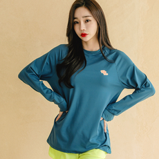 TUBE TREE 女款Logo印花寬鬆短袖防曬衣+內襯短褲 BECO7203