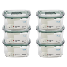 韓國 ecosense Genie Lock 全Tritan 長方形密封容器, 6個, 密封容器 220毫升 6件組