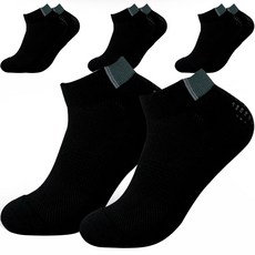 防滑運動重點緩震短襪, 黑色, 4套