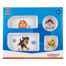 PAW PATROL 汪汪隊立大功 兒童方形餐盤餐具組 3歲以上, 餐盤 + 餐碗 + 水杯 附PE蓋 + 湯匙, 多色, 1組