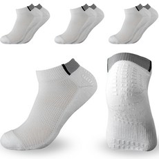 防滑運動重點緩震短襪, 白色, 4套