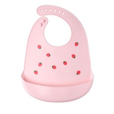 탐사 아기 실리콘 방수 이유식 턱받이, 분홍색, 1개, 1개입