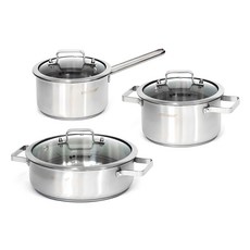 Kitchen-Art Olgar系列電磁爐適用不鏽鋼鍋具 3入組, 混色, 單柄鍋18cm+雙耳湯鍋20cm+雙耳湯鍋26cm, 1組