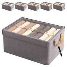 마켓플랜 투명창 커버 의류 정리 수납함, 6개, 그레이