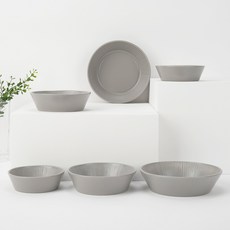 Bloom at home 素色碗盤餐具組 S號+M號+L號, 淺灰色, 2套