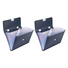 델리 아코디언 도큐먼트 파일 케이스 12분류, 다크블루DBL, 2개