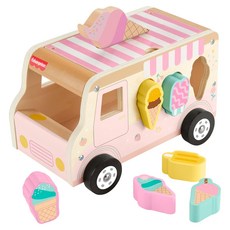 fisher-price 費雪 木製形狀分類冰淇淋車, 混合顏色, 1個