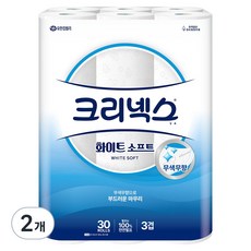 크리넥스 3겹 화이트 소프트 화장지, 2개, 30롤, 30m