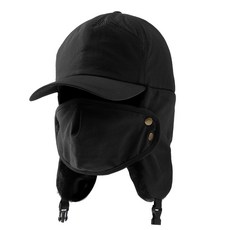 CARET 防寒飛行帽+口罩組, 黑色