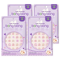 Bong Bong Friends Nail Friends Bong Bong 8歲以上青少年用黏貼式美甲, 亮片粉紅玫瑰, 4個
