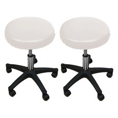 하늬통상 원형 가죽 의자커버, 화이트, 2개