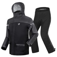 POLE RACING 男款摩托車雨衣+雨褲, E號 黑色