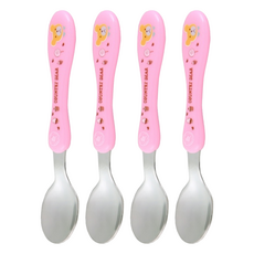Green Bell 綠貝 鄉村熊兒童湯匙 304不鏽鋼材質, 湯匙, 粉色, 1組