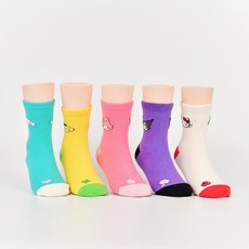 三麗鷗兒童角色棉質防滑中筒襪5雙組