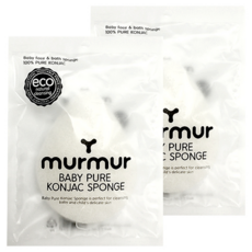 murmur 嬰兒用純淨蒟蒻沐浴海綿 Set，柔軟細緻，100%純蒟蒻, 白色, 2個