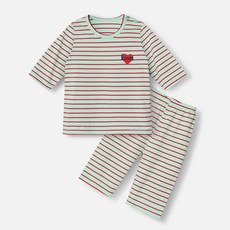 unifriend 兒童愛心紗染棉質七分袖居家服上下套裝