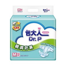 Dr.P 包大人 黏貼型紙尿褲 親膚防漏 適用腰圍32-44, M, 16片, 1包