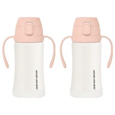 네이처러브메레 스테인리스 빨대컵, 퓨어핑크, 2개, 300ml