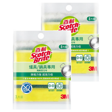 3M Scotch-Brite 百利 爐具/鍋具專用海綿菜瓜布, 3個, 2包