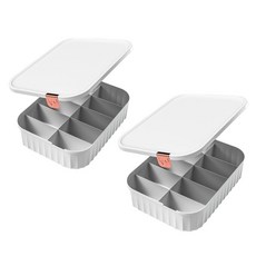 Booth Market 防塵蓋居家設計內衣收納盒 10格, 白色, 2個