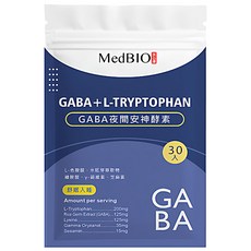 MedBIO 美百優 GABA夜間安神酵素膠囊 500mg 30顆/包 幫助入睡, 1包