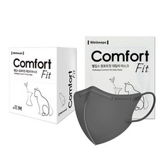 Welkeeps 舒適貼合日常鳥喙型口罩 中型, 25入, 1個, 深灰色