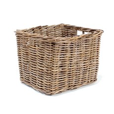 方形藤編收納籃 S609G M號, 灰色, 1個