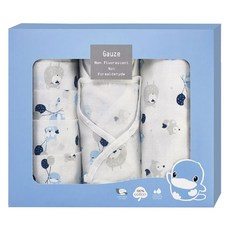 KU.KU Duckbill 酷咕鴨 夢想氣球紗布禮盒 8件組 - 100%純棉, 不含甲醛, 台灣製造, 大浴巾(120 x 120cm) + 澡巾(30 x 48cm) + 手帕(30 x 30cm)