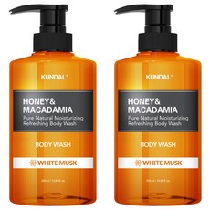 KUNDAL 昆黛爾 蜂蜜澳洲堅果保濕沐浴露 White Musk, 500ml, 2瓶