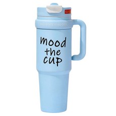 大容量雙飲手把保溫杯, 藍色, 1L, 1個