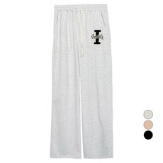 플랜데이 여성용 베이직 밴달스 레터링 와이드 트레이닝 팬츠