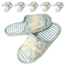 格紋絎縫棉質室內拖鞋, 11號, 6組