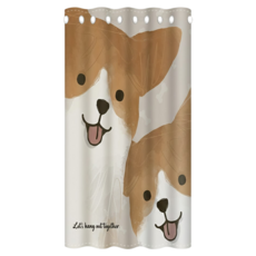 打孔式空調長門簾 窗簾, 旺旺來福 淺灰色