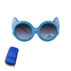 Vialeeco 兒童貓咪造型太陽眼鏡 藍色+車子造型眼鏡收納盒