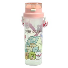 角落生物 小巧吸管水壺, 台灣製造 食品級PP塑料, 柔軟吸管，衛生方便，安心使用, 附可調式背帶, 1個, 粉色, 500ml