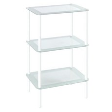 Wisdom 崴絲頓 砂邊玻璃置物架, 經典白, 3層