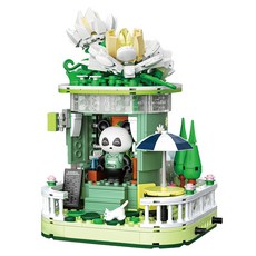 ZHEGAO 哲高 LIN07 迷你積木 熊貓商店梔子花 663012-1LI, 1個, 混合色