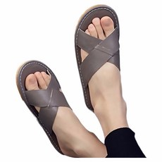 真皮頭層牛皮防滑室內拖鞋 LS40, 銀灰色, 1雙