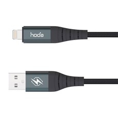 HODA 好貼 W3 Lightning 編織數據線 2.4A, 2m, 黑色, 1條