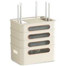 Beurrureikeu 路由器機上盒電線整理盒 4層, 米色, 1個