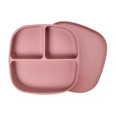 嬰兒矽膠餐盤, 紅色, 餐盤+便當蓋, 1組