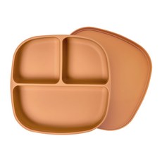 Ralavi 矽膠吸附嬰兒食品盤, 黃色, 餐盤+蓋子, 1組