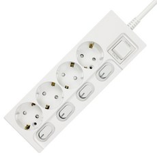 One Stop 移動式過載斷電多孔插座 電線型 4孔, 1個, 白色, 3m