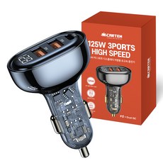CARTEM 125W PD 3埠顯示器車用超高速充電器點菸器, 混合色, 單一商品