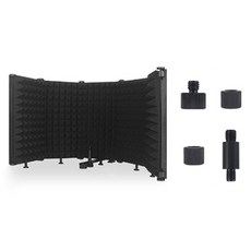 KEYMING 5層麥克風吸音罩錄音設備 + 連接轉接頭 + 固定螺帽 2入 + 連接桿套組, 1套, KM5887-457, 黑色