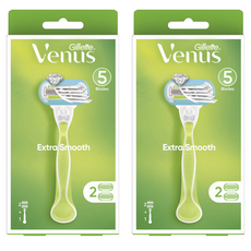 Gillette 吉列 Venus 維納斯 Extra Smooth 女性用除毛刀刀架 + 刀片2入組, 2個