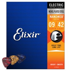 Elixir Nanoweb 電貝斯鍍鎳吉他弦 12002 + Castle 匹克 3片, 超輕, 單一商品, 1個