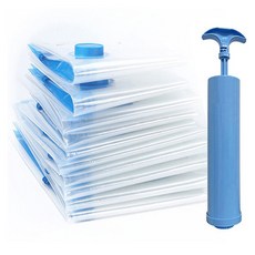 Indeuzon棉被壓縮袋 70*100cm*5個+40*60cm*5個+手動抽氣筒組, 1組