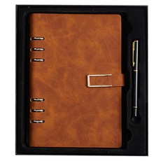 Black Swan天鵝絨磁扣商務筆記套組, 邊框棕色